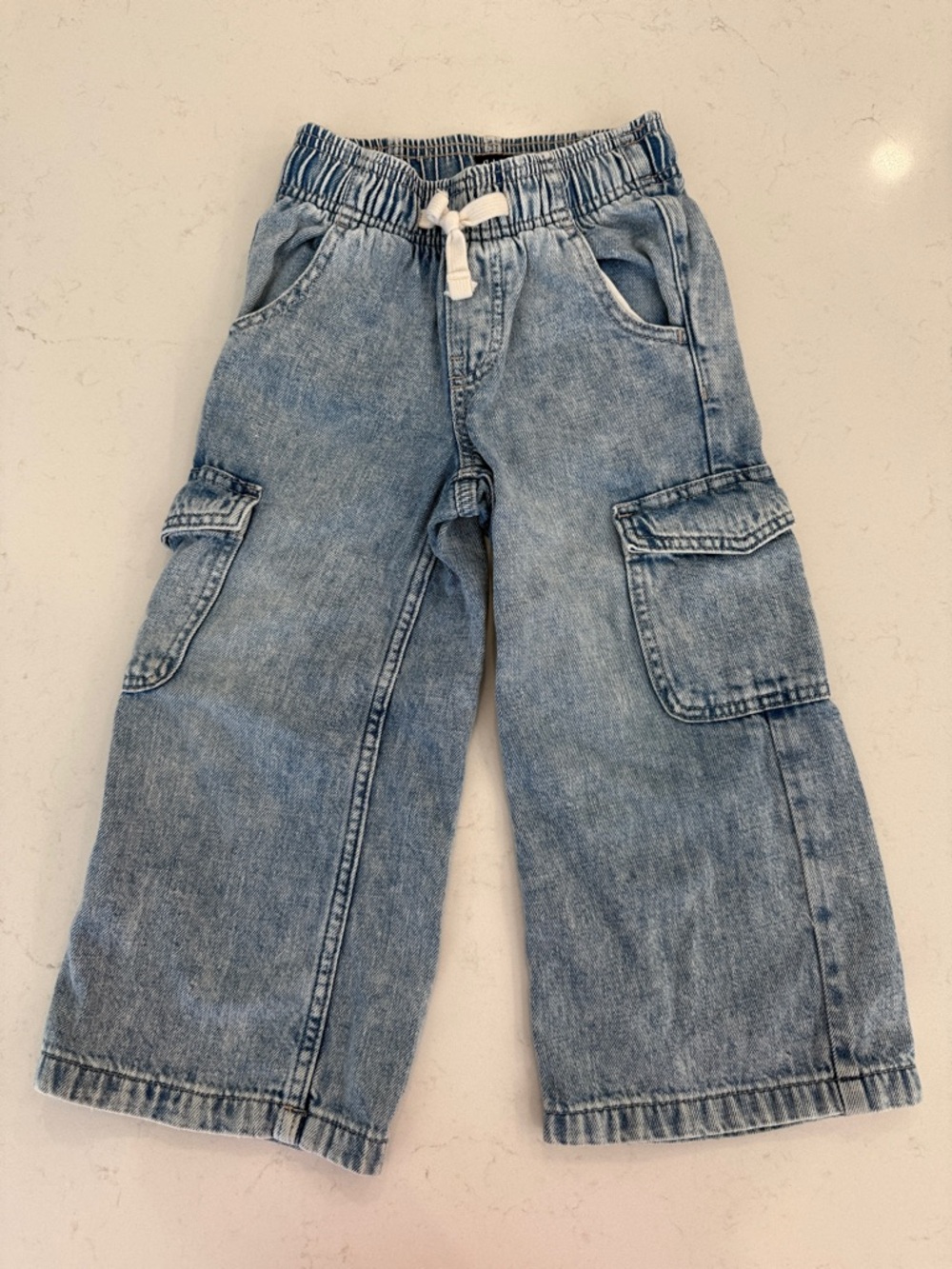 GAP Kids Light Blue Denim Cargo Pants Easy Wide Leg size XS